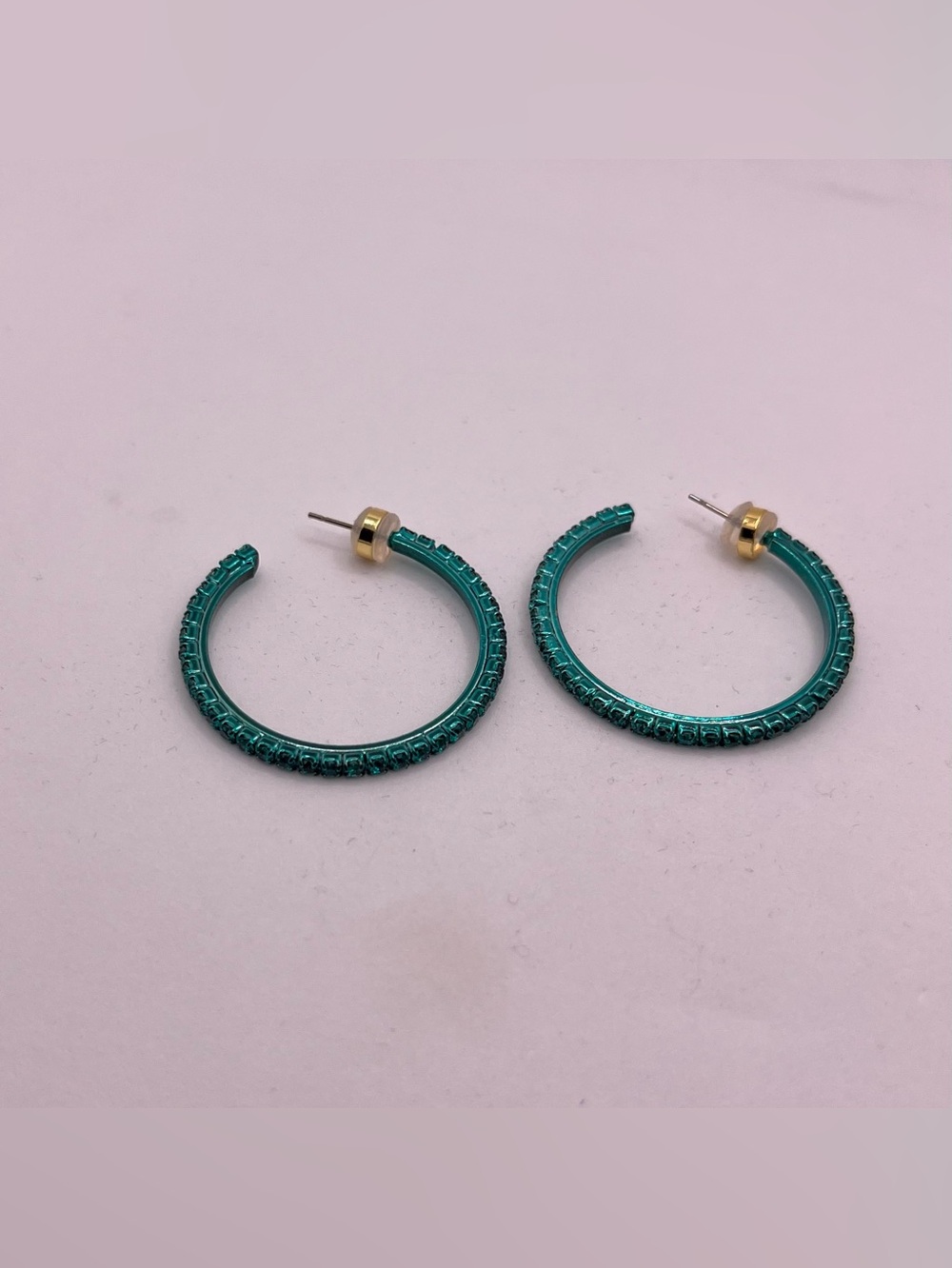 “Ava” Hoop Earrings - Metallic Aqua
